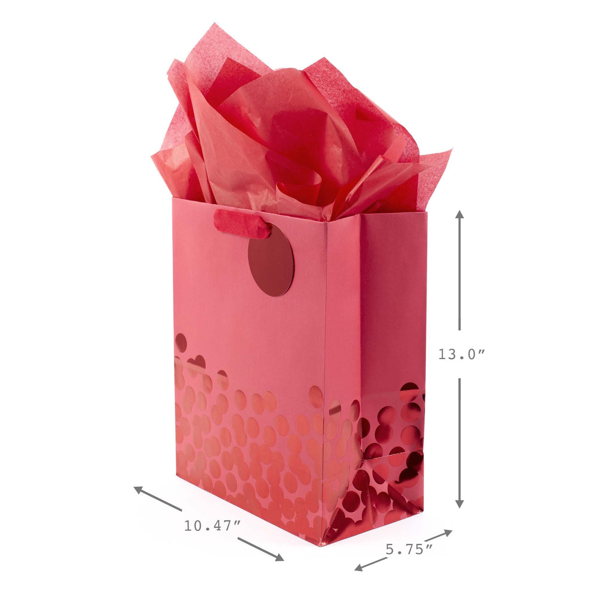Hallmark 13" Large Gift Bag with Tissue Paper (Red Foil Dots) for Christmas, Father's Day, Birthdays, Graduations, Valentines Day, Sweetest Day or Any Occasion Hallmark