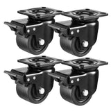 W B D WEIBIDA Plate Swivel Caster Wheels 3-inch Heavy Duty of 4400lbs, Low Gravity Center Design Black Caster Wheels with Brake, Durable & Quiet & Sturdy Nylon Wheels for Industrial, Set of 4 W B D WEIBIDA