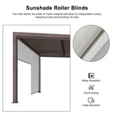 PURPLE LEAF Outdoor 12' × 20' Louvered Pergola with Long Side Beam Roller Blinds and Patio Adjustable Aluminum Canopy Retractable Metal Roof for Deck Outside Backyard Hardtop Gazebo Sun Shade PURPLE LEAF