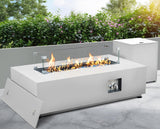 NICESOUL 42'' Outdoor Rectangle Fire Pit Table, Modern Low Profile Patio Firepits with Tank Table, 50,000 BTU Firepit Table for Outside, Exterior, Porch, Backyard or Garden, No Assembly, Grayish white NICESOUL