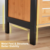 Danrelax 24" Bamboo Pedestal Under Sink Storage Vanity Cabinet, Solid Waterproof Sliding Door Bathroom Organizer with Adjustable Shelf, Modern Bathroom Furniture(Top Cutout, Not for Floor Drain) Danrelax