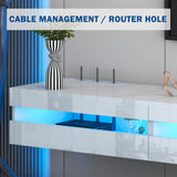 ANTISTA Floating TV Stand | 94.5'' Long Wall Mounted TV Shelf with Power Outlet, Modern Wooden Entertainment Center Media Console with Storage, High Gloss Large TV Cabinet, Up to 100 Inch TVS ANTISTA