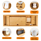 Premium Bathtub Caddy Tray for Tub, Bamboo Bath Tray for Tub with Extending Sides, Adjustable Bath Tub Tray Wood for Luxury Bath Fits Most Bath Tubs Bathtub Accessories Gift Idea BESHOF