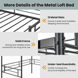 Giantex Metal Loft Bed Twin Size for Juniors & Adults, Loft Bed Frame with Ladder & Safety Guardrail, 61" Under-Bed Space, Space-Saving Twin Bed for Teens, No Box Spring Needed (Black) Giantex
