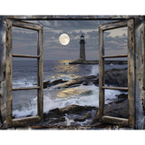 Paint by Numbers Kit for Adults- Lighthouse Adult Paint by Number Kits on Canvas for Beginners, DIY Beach Scene Acrylic Oil Number Painting Kits for Home Wall Decor 16"x 20" (Without Frame) Clendo