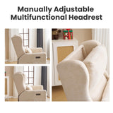 RUTOX Oversized Swivel Rocker Recliner with Adjustable Headrest, 26" Extra Wide Glider Recliner Nursery Chair with Double Cushion, Chenille Glider Rocking Chair for Living Room,Cup Holder,Beige RUTOX