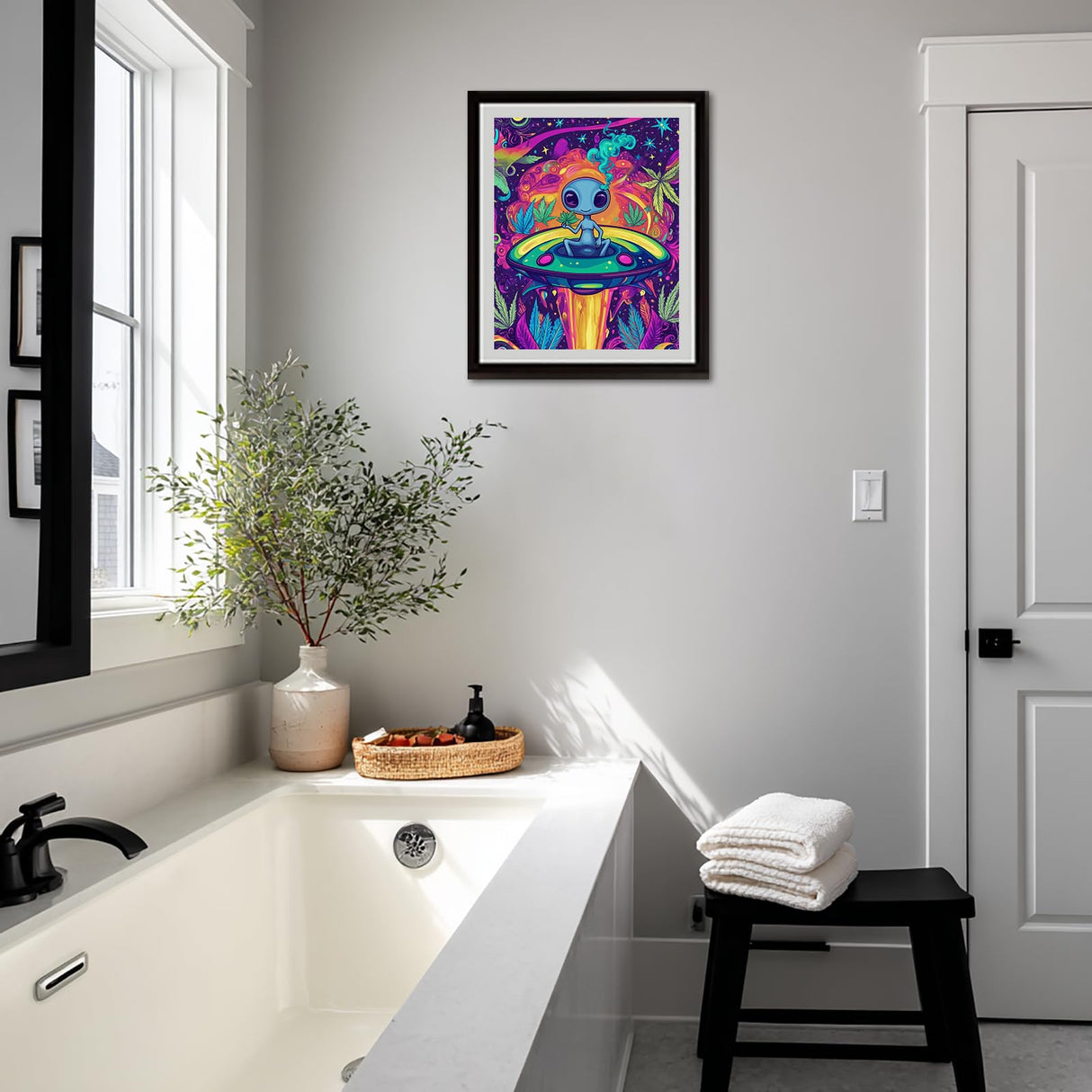 ARNLRDYA Alien UFO Paint by Numbers Kit, Alien Spaceship Paint by Numbers for Adults, Science Fiction Acrylic Painting for Home Decor(16×20inches, No Frame) ARNLRDYA