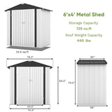 Patiowell 6x4 FT Outdoor Storage Shed, Garden Tool Storage Shed with Sloping Roof and Double Lockable Door, Outdoor Shed for Garden Backyard Patio Lawn,White Patiowell