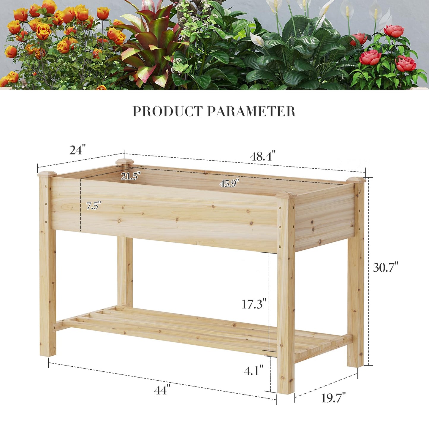 PULIJIAJU Wooden Raised Garden Bed ，Planter Box with Legs, Wooden Planter-Grow Herbs and Vegetables – Naturally Rot-Resistant - Unmatched Strength Lasts Years (HCH-M)