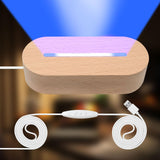 EATAKWARD 4 Pcs 5.9" Wood Rectangle Light Display Pedestal, Wooden LED Display Base Dimmable Colorful Lights Lamp Stand with USB Cable for Acrylic, Crystal, Night Light (Inner Slot, Oval base) EATAKWARD