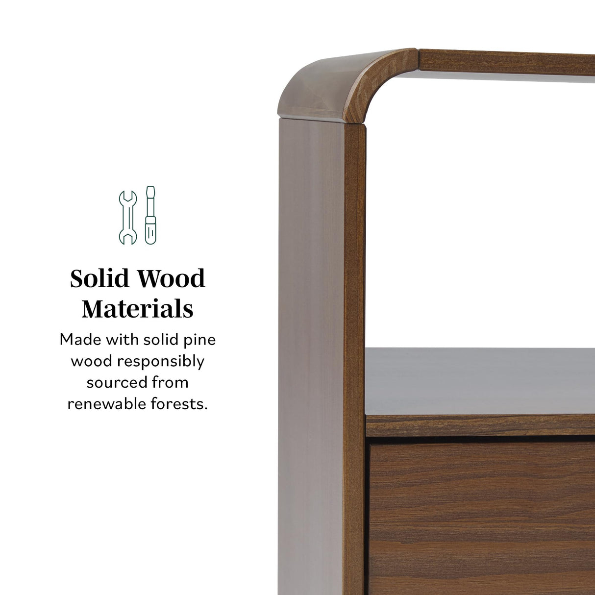 Elias Modern Curved-Frame Solid Wood Nightstand Walker Edison