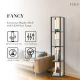 FENLO Fancy - 64" Display Shelf with Lights, LED Shelf Floor Lamps for Living Room, Sturdy Corner Shelf Curio Cabinet Display, Tall Floor Lamps with FENLO