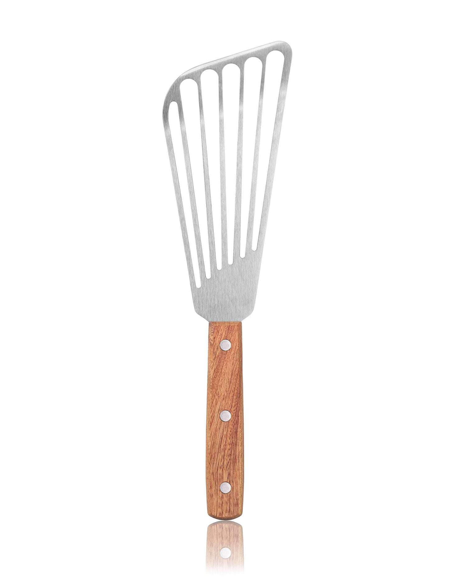 New Star Foodservice 43068 Wood Handle Fish Spatula, 6.5" Blade, Silver