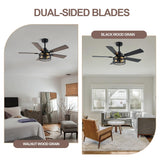 Curve Curio 46 Inch Farmhouse Ceiling Fan with Light Black Industrial Ceiling Fan Rustic Chandelier Fan for Living Room Bedroom Patio Curve Curio