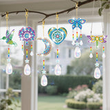 6 Pcs Diamonds Paintings Suncatcher, Double Sided 3D Diamonds Paintings Wind Chime Paint by Number, Diamond Paintings Hanging Ornaments for Adults Home Garden YUNVI