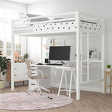 MUTICOR Twin Loft Bed Frame for Juniors and Adults with Safety Guardrail and Ladder,Metal Slats Support, Small Space Saving Furniture for Bedroom Kids Room and Dorm,White MUTICOR