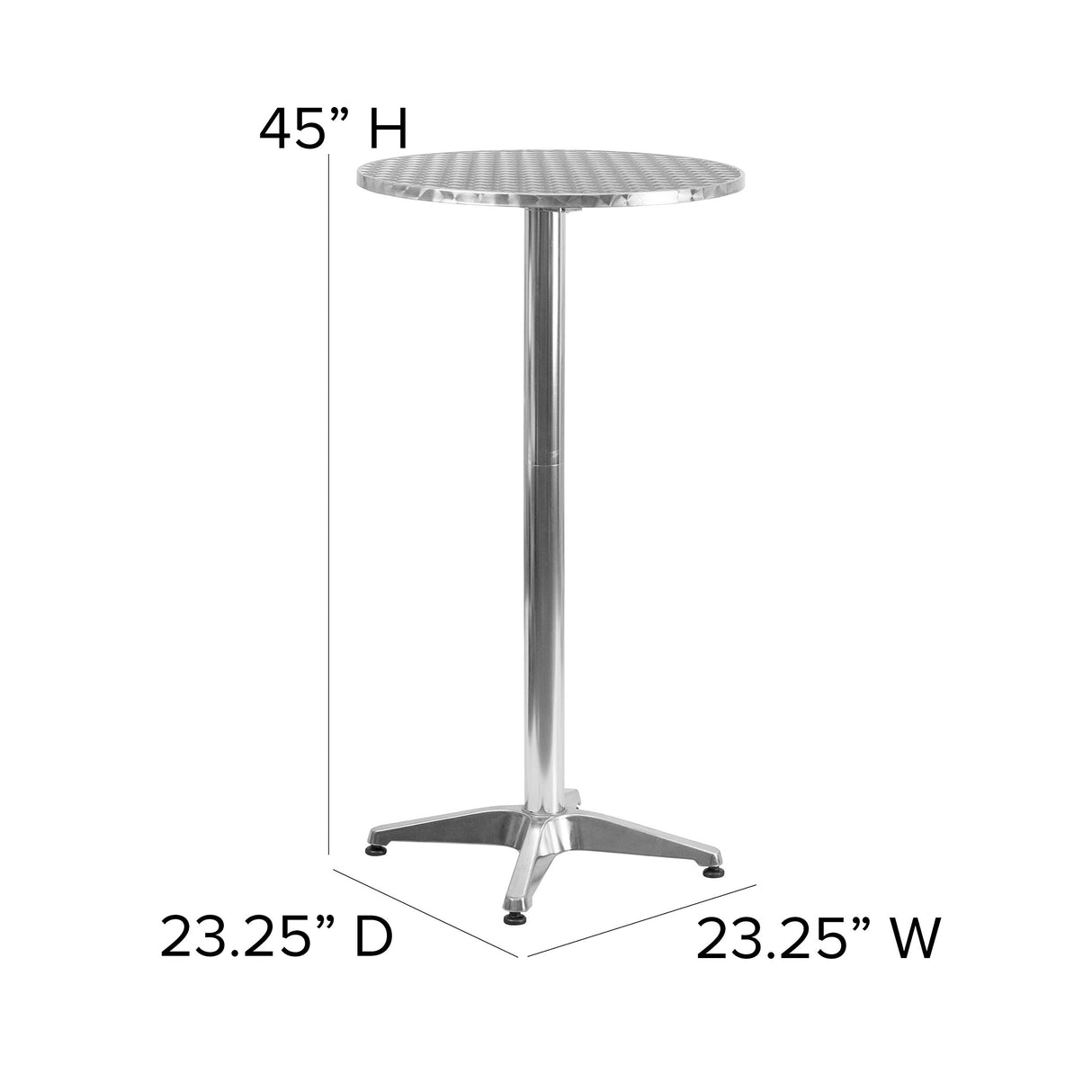 Flash Furniture 23.25" Round Aluminum Indoor/Outdoor Bar Height Table with Flip-Up Top, Heavy-Duty Aluminum Flip-Up Top Cocktail Table, Silver Flash Furniture
