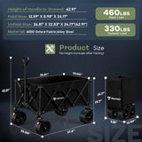 Hikemoon Collapsible Wagon Cart Foldable, 460LB Weight Capacity 220L Heavy Duty Folding Beach Wagon with Big All-Terrain Wheels, Utility Wagon for Groceries, Shopping, Garden, Sports, Camping, Black HIKEMOON