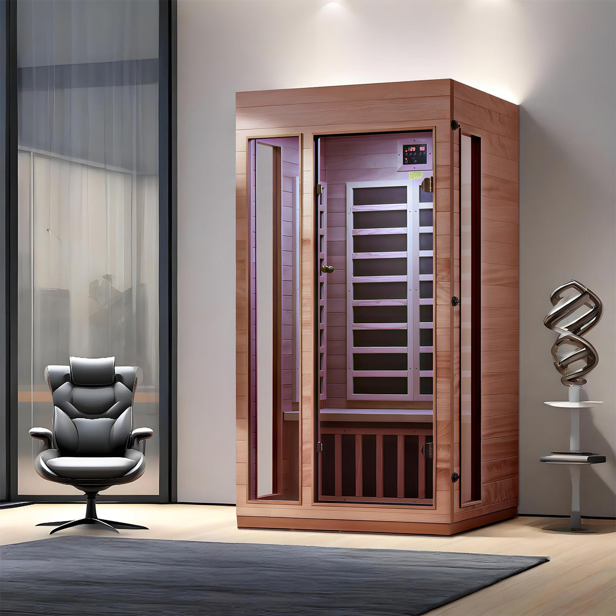 Haoyao 1-Person Indoor Infrared Sauna, Low EMF, Okoume & Hemlock Wood-01 Generic
