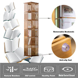 XAFNG 360-Degree Rotating Bamboo Bookcase - 5/6 Tier Freestanding Storage Organizer for Home and Office WoodArtSupply