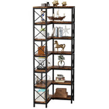Tribesigns Modern 7-Shelf Corner Bookshelf with Metal Frame in Black Tribesigns