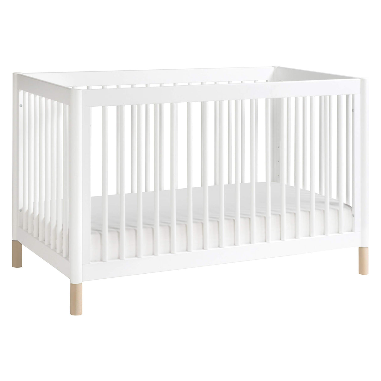 Babyletto Gelato 4-in-1 Convertible Crib with Toddler Bed Conversion in White and Washed Natural, Greenguard Gold Certified babyletto
