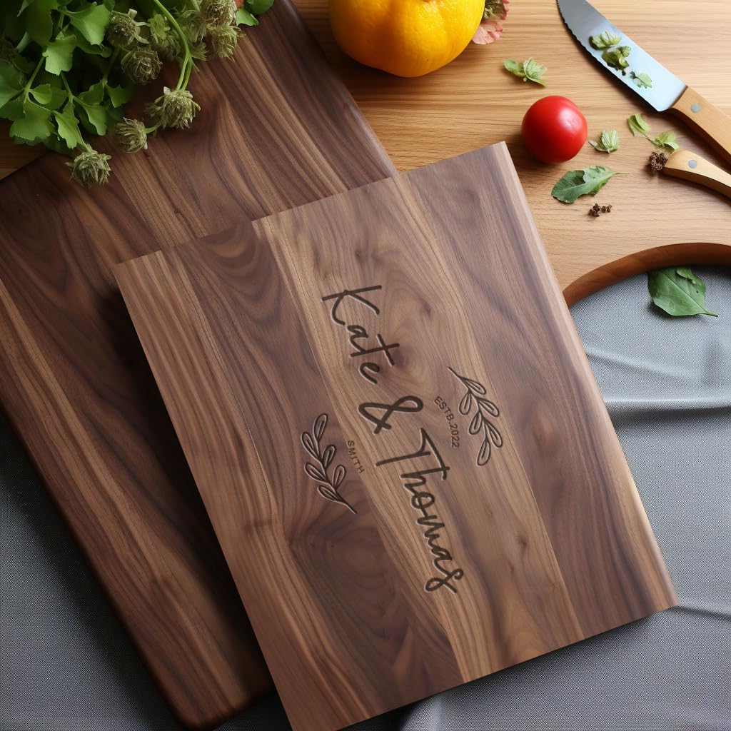 Personalized Cutting Board, Usa Crafted Maple/Walnut Customized Cutting Boards, Save The Date Wedding Gift, Christmas Gifts, Bridal Shower Gifts for - WoodArtSupply