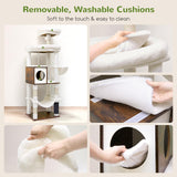 Globlazer W66 Cat Tree Tall 66-inch Modern Cat Tower for Indoor Cats Aesthetic Cat Tree with 4 Scratching Posts, 5 Washable Removable Cushions, Cat Furniture Globlazer