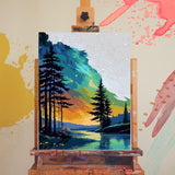 xackcme Starry Sky Paint by Numbers for Adults - Starry Night Paint by Number on Canvas Without Frame, DIY Abstract Landscape Oil Painting for Gift Home Wall Decor (16x20 inch) xackcme