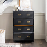Walker Edison Orin Contemporary 4-Drawer Tall Solid Wood Dresser, 42 Inch, Black Walker Edison