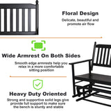 Fadidio Patio Glider Bench Outdoor, Porch Swing Glider for Outside, Wooden 2-Person Loveseat Rocking Bench Funiture, Black Gliders Fadidio