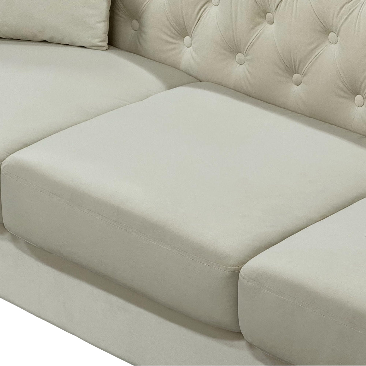 UDiaoszAM 3 Seater 82" Chesterfield Sofa, Wide and Thick Cloud Couch with Tuxedo Arm Tufted Back, Plush Velvet Fabric Sofa Comfy Couches for Living Room with Two Pillows (1, White) UDiaoszAM