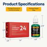 VIVOHOME 24 Color Airbrush Paint Set, Acrylic Air Brush Paints Ready to Spray (No Thinner Needed), Water Based Painting Colors for Artist and Beginners, Includes 6 Neon Color, 20 ml/0.68 Fl Oz VIVOHOME