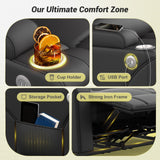 MOSGAT RV Loveseat Recliner Sofa, Reclining Loveseat Home Theater Seating with USB Ports, Cup Holders, Insert Pockets, Wall Hugger RV Recliners for Movie Room, Recline Movie Seats Gaming Sofa, Gray MOSGAT