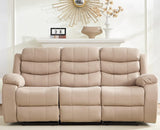 Mjkone Recliner Home Theater Seating, 3 Seater Power Reclining Sofa Chair, Manual Control Recliner Couch with Cup Holders & Flipped Middle Backrest & Table, Modern Couches for Living Room, Beige Mjkone