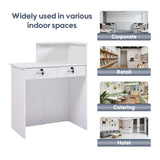 Zethvax Reception Desk with Counter,Small Front Desk with Two Lockable Drawers,Cable Management Holes,Counter Table for Salon Lobby Office Home Zethvax