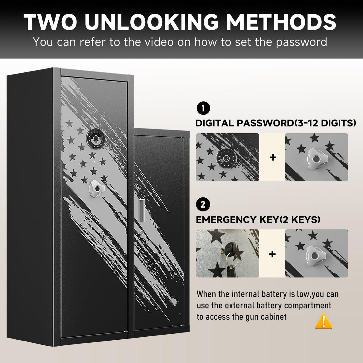 KAER 8-10 Gun Safe, Large Gun Safe for Rifles and Pistols, Quick Access Home Gun Rifle Safe and Storage Gun Locker Cabinet with 4 Pistol Pouches and Removable Shelf for Shotgun, Firearm, Ammo KAER