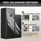 KAER 8-10 Gun Safe, Large Gun Safe for Rifles and Pistols, Quick Access Home Gun Rifle Safe and Storage Gun Locker Cabinet with 4 Pistol Pouches and Removable Shelf for Shotgun, Firearm, Ammo KAER