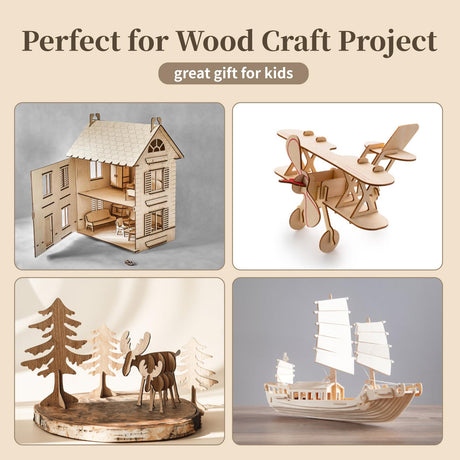 Balsa Wood Sheet, 5 Pack Plywood Sheets, Basswood Sheets 12 X 12 X 1/16 Inch, Unfinished Craft Wood, Thin Wood Boards for Laser Cutting, Engraving, Wood Burning, Crafts MOWPOG