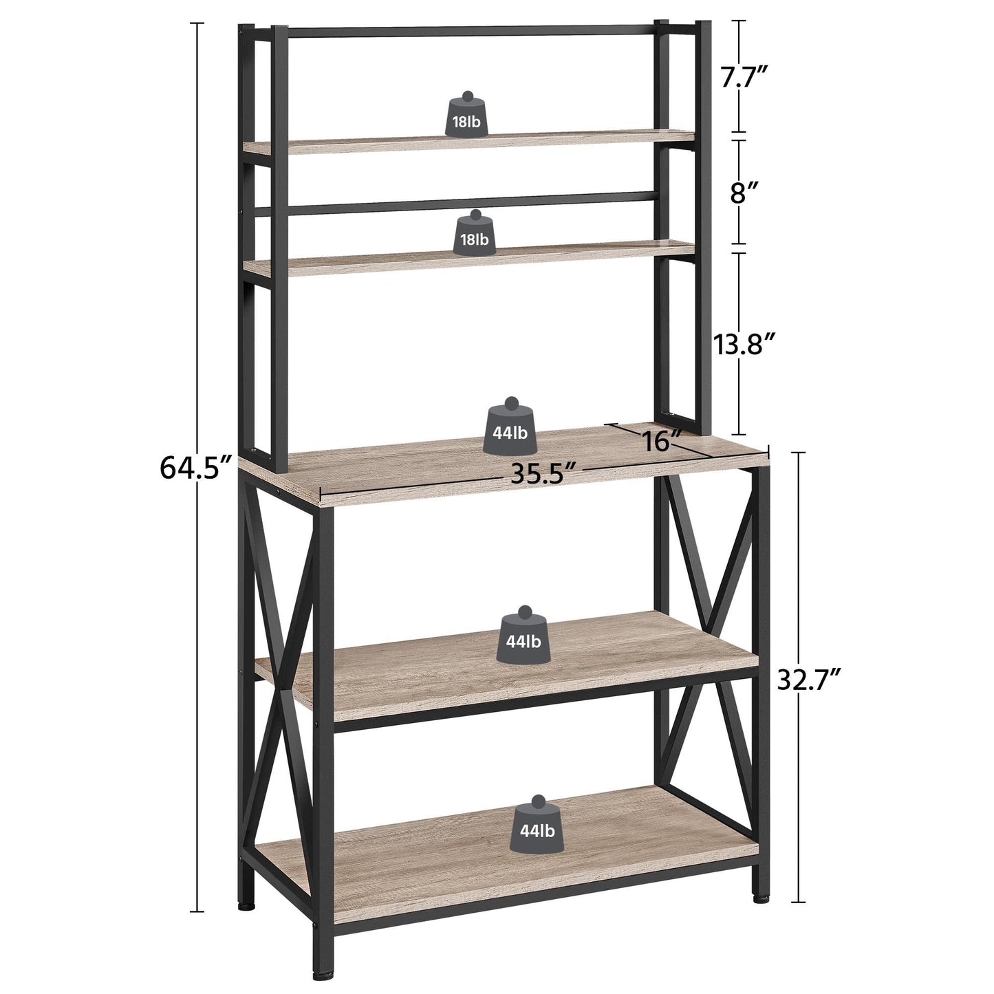 Yaheetech 5-Tier Kitchen Baker's Rack with Adjustable Feet and Utility Storage in Grey - WoodArtSupply