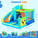 FBSPORT Inflatable Bounce House, Water Slide Park Slide Bouncer with Ball Shooting, Climbing Wall, Jumping and Splash Pool, Kids Bouncy Castle with 450W Air Blower for Outdoor Backyard FBSPORT