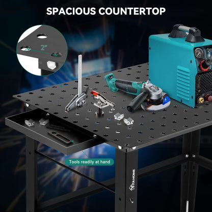 YITAHOME Welding Table, 36" x 24" Welding Table Top with 5/8" Holes, 0.12" Thick Fabrication Table, 1320lb Load Capacity Metal Workbench, Heavy Duty Carbon Steel Weld Table for Welding Sawing - WoodArtSupply