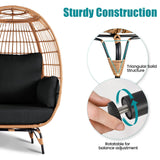 OTSUN Outdoor Egg Chair, PE Wicker Chair with 4 Thicken Cushions, Patio Chairs 440 lbs Capacity, Oversized Balcony Chairs with Durable Steel Frame Perfect for Balcony, Backyard, Bedroom-Dark Black OTSUN