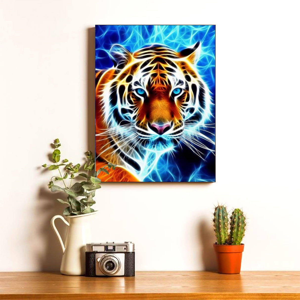 Reofrey DIY Diamond Art Painting Kits for Adults Tiger, Diamond Art Animal Full Drill Round Rhinestone Cross Stitch Embroidery Canvas for Crafts Decor (30x40 cm/ 12x16 inch) Reofrey