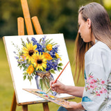 Yezavesu Flower Framed Paint by Numbers Kit for Adults Beginner & Kids Ages 8-12, Flowers Paint by Number Without Easel, DIY Adult Paint by Numbers Sunflower for Home Wall Decor Gift 10x 10 inch Yezavesu
