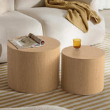 Round Nesting Coffee Table Set of 2 Modern Round Fluted Coffee Table Small Round Coffee Table Circle Side Table Circular End Table Nested Coffee Table for Living Room (Light) YYZIWYUN