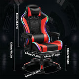 TBQATNTS 7-Point Massage Gaming Chair with Speakers and LED Lights, Ergonomic Computer Gaming Chair with Footrest and Lumbar Support,High Back Office Video Racing Adult Gaming Chair,Black,Normal TBQATNTS