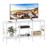 Furologee TV Stand for TVs up to 55 Inch, Entertainment Center with Open Storage Shelves, TV Media Console Table with Soundbar Shelf for Living Room, Bedroom, White Furologee