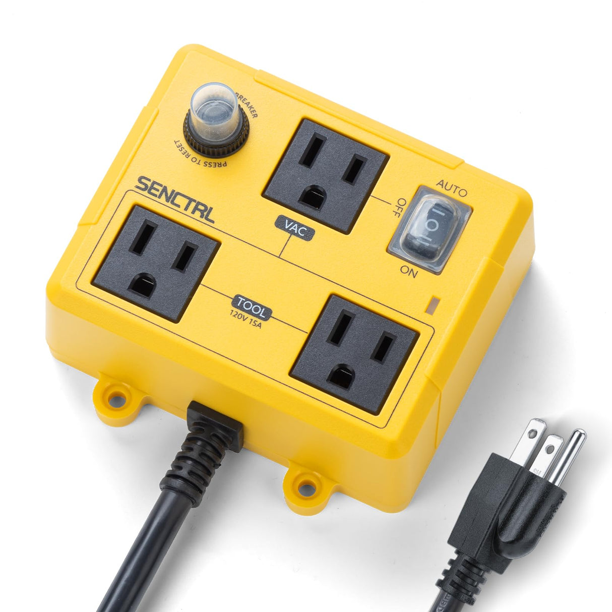 SENCTRL Automatic Vacuum Switch for Power Tools to Turn Dust Collector On and Off Automatically, Auto Switch for Woodworking Table Saw, Delay Shut Off Shop Vac, Safety Overload Circuit Breaker senctrl