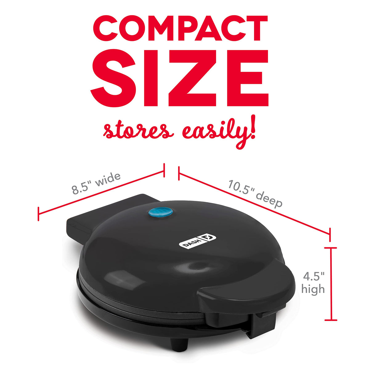 DASH Express 8” Waffle Maker for Waffles, Paninis, Hash Browns + other Breakfast, Lunch, or Snacks, with Easy to Clean, Non-Stick Cooking Surfaces - Black DASH